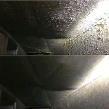 Picture is a before and after of commercial air duct cleaning 