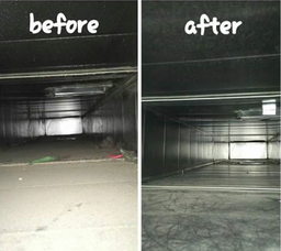 Duct cleaning before and after picture of residential air duct to show quality of work. 